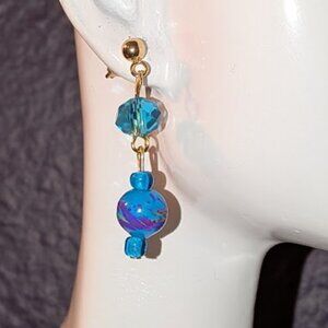 "Cotton Candy Swirl" Droplet Earrings